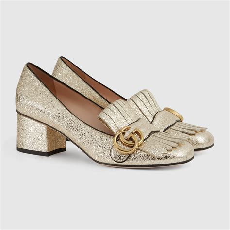 gucci metallic mid heel pump|gucci leather mid heel loafer.